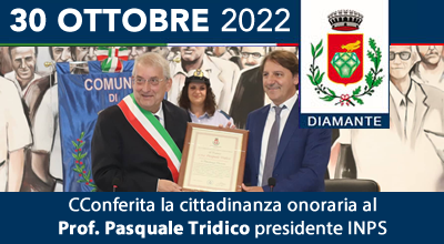 Conferita la cittadinanza onoraria al Prof. Pasquale Tridico presidente INPS